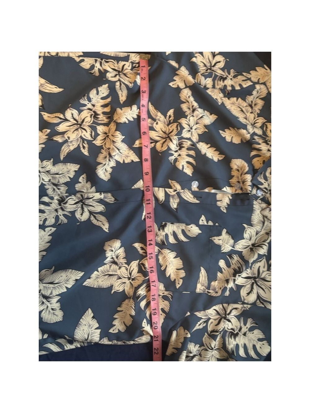 SHEIN Men’s Tropical Hawaiian Shirt Blue White Floral Palm Leaf Short Sleeve L - Picture 4 of 5